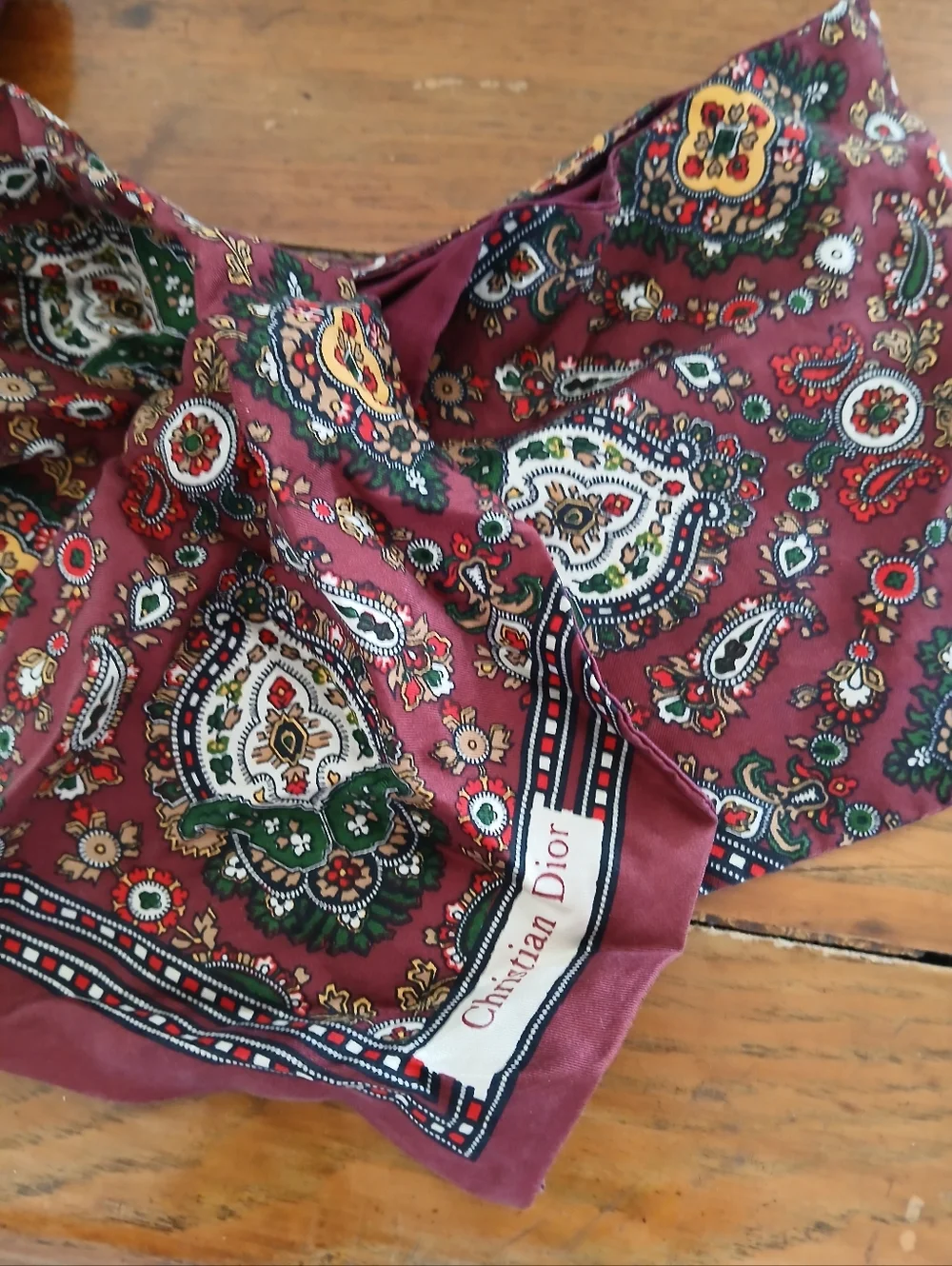 Vintage Christian Dior Classic Silk Scarf For Hair Tie Purse Bag Or Neck Bow Tie